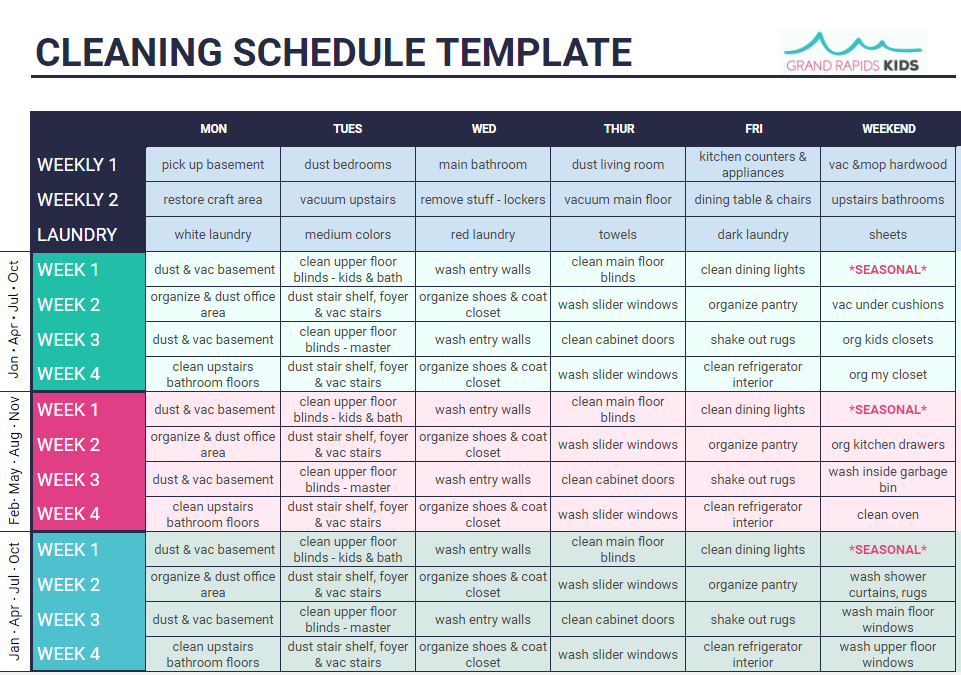 CLEANING SCHEDULE TEMPLATE