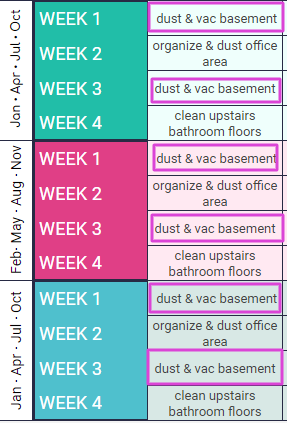 biweekly cleaning schedule