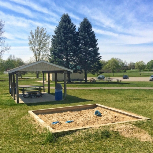 Cascade Twp Park's Playground has Bouncy Turf, Lots of Airplane Views