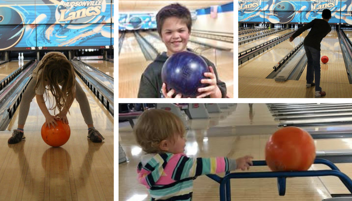 Hudsonville Lanes - collage of kids bowling