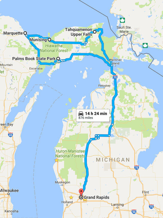 Upper Peninsula Road Map