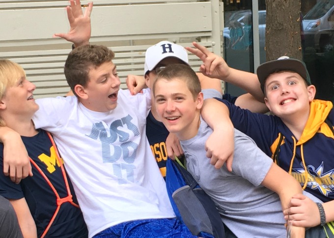group of middle school friends having fun