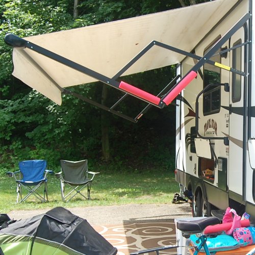 camping hacks like pool noodles to protect sharp awnings