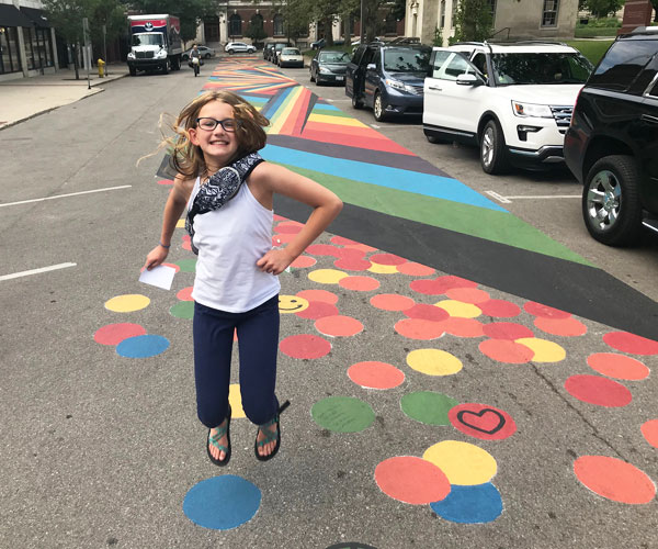 Rainbow Road mural girl Hunt Sheldon