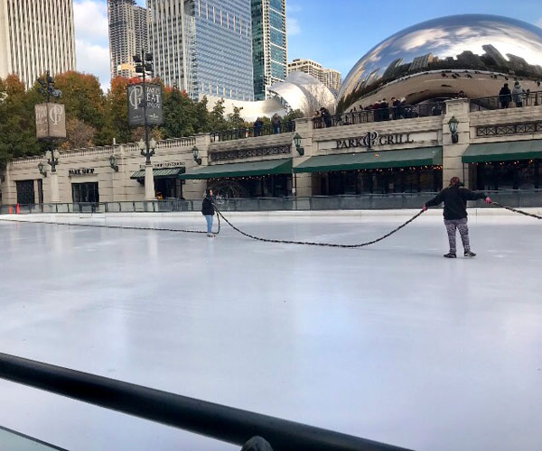 ice skating rink in downtown Chicago
