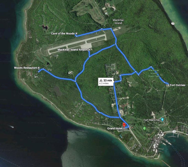 Grand Hotel Mackinac Island google maps bike route