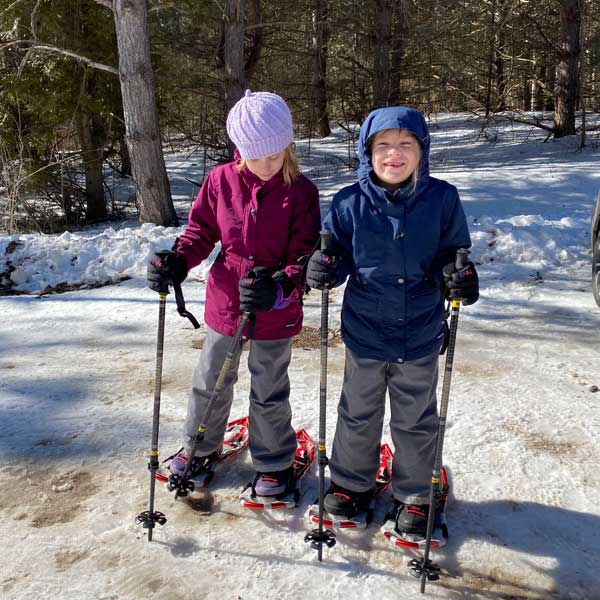 Leland Lodge Girls in Snowshoes