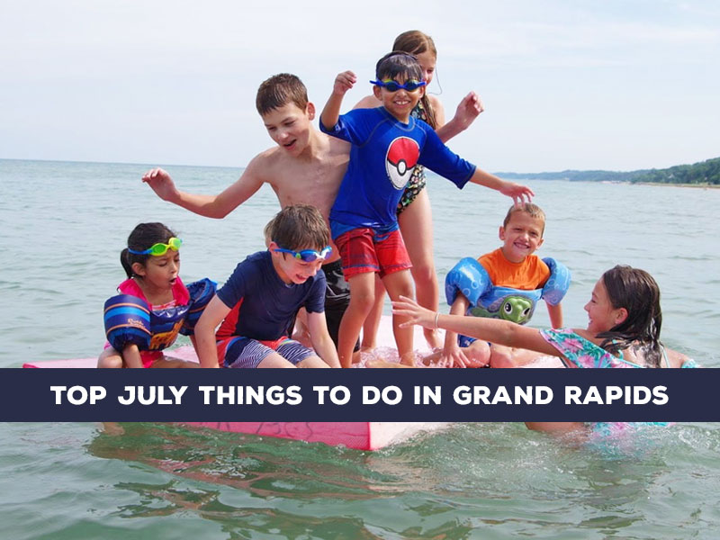 July things to do kids on lake having fun