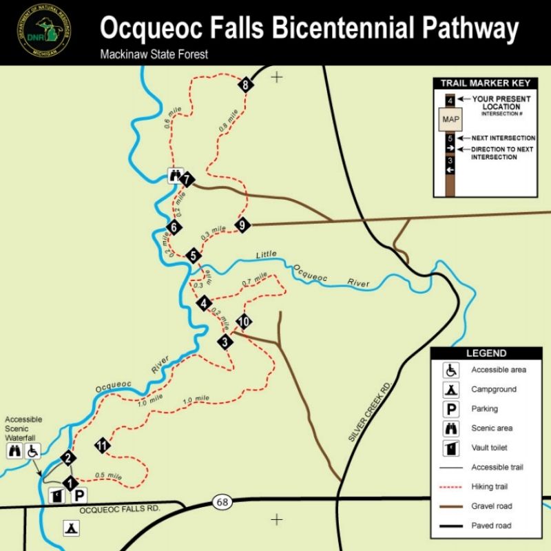 Ocqueoc Falls Bicentennial Pathway Trail Map