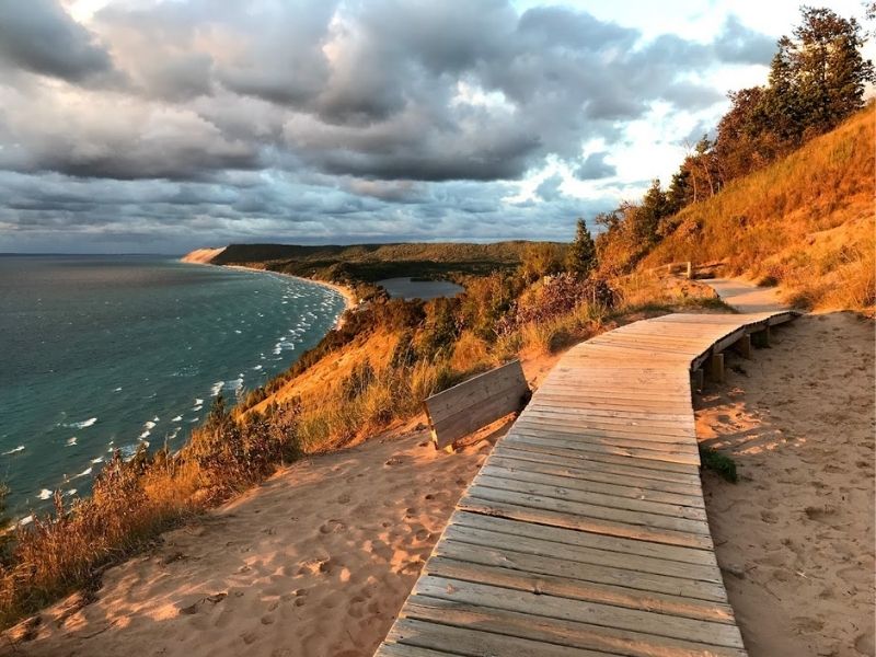 Empire Bluff Trail at Sunset in the Fall