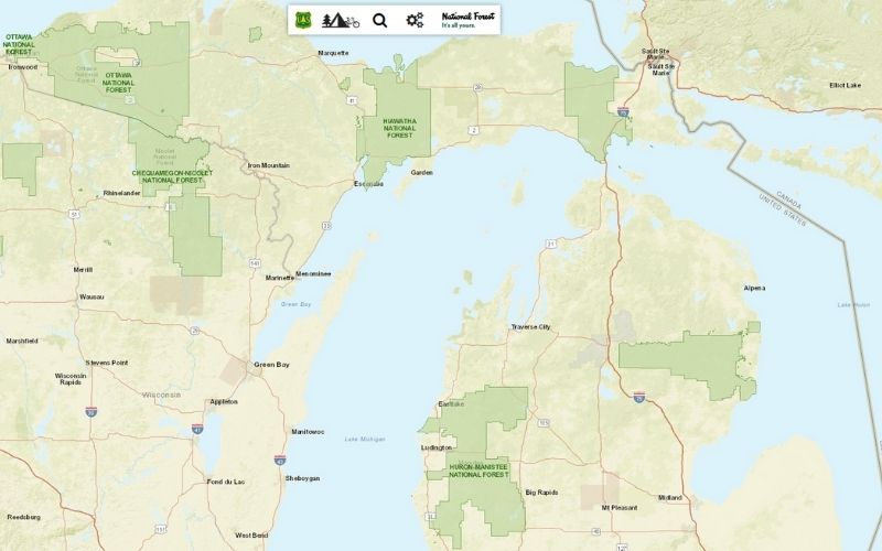 national forest locations in Michigan