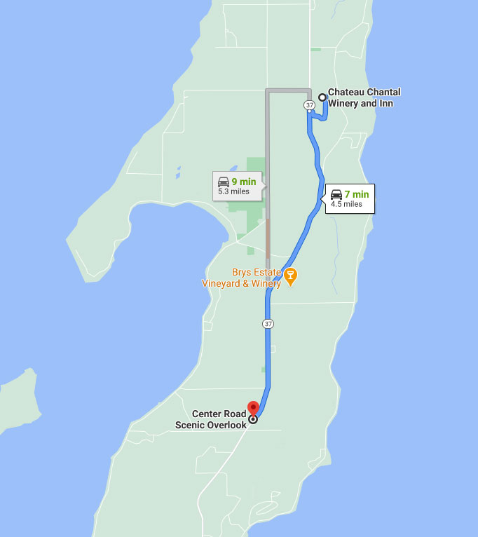Leelenau Peninsula map to Mission Point Scenic Overlook