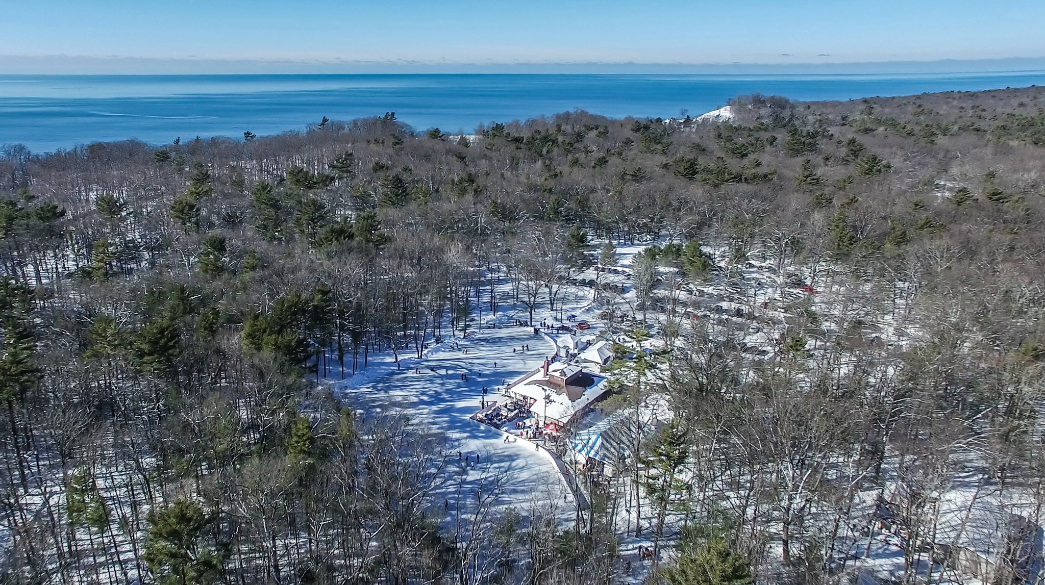 muskegon sports park air view winter muskegon state park 