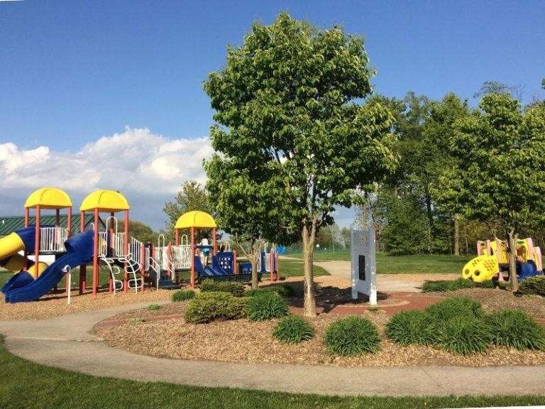 Whistlestop Park is a Byron Center Gem Storywalk Trail, Fishing Pond