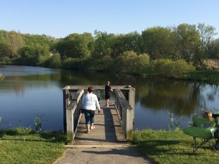 Whistlestop Park is a Byron Center Gem Storywalk Trail, Fishing Pond