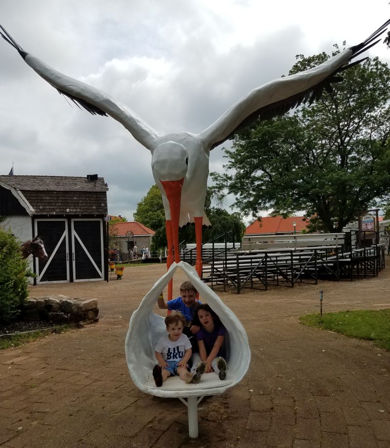 Dutch Village kids in stork 