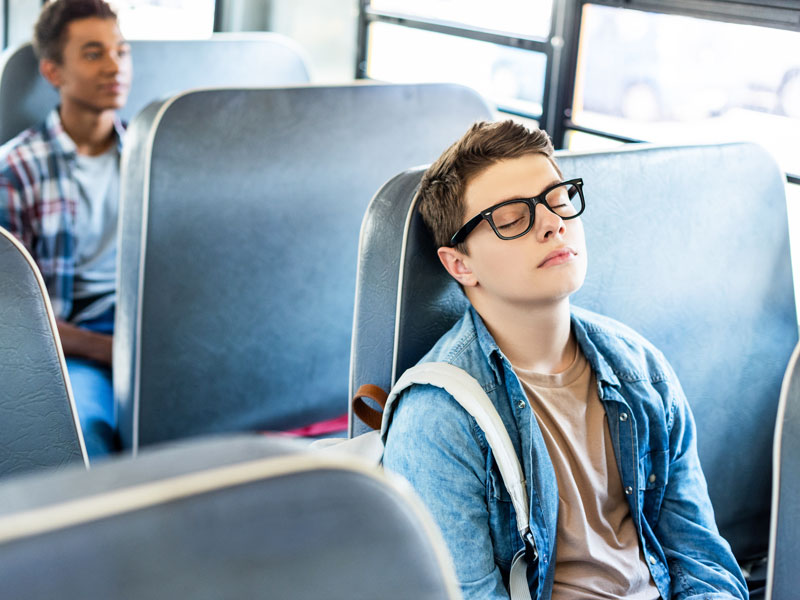 sleep in kids teen asleep on bus