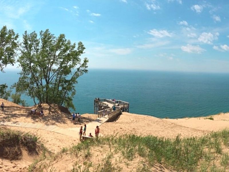 West Michigan Campgrounds can give you experiences like Sleeping-Bear-Dunes-Overlook-Pierce-Stocking-Drive