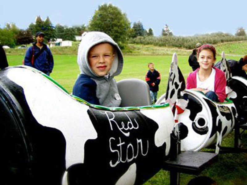 cranes orchards cow train