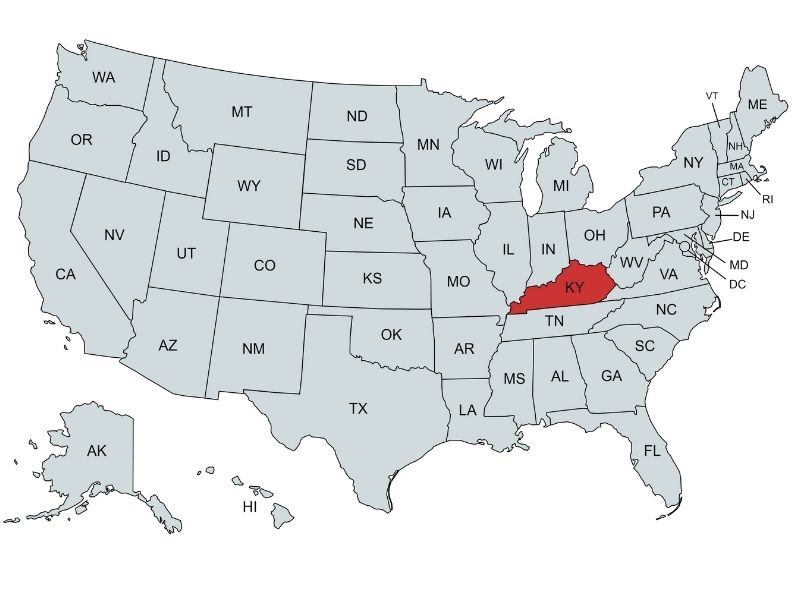 USA Map with Kentucky