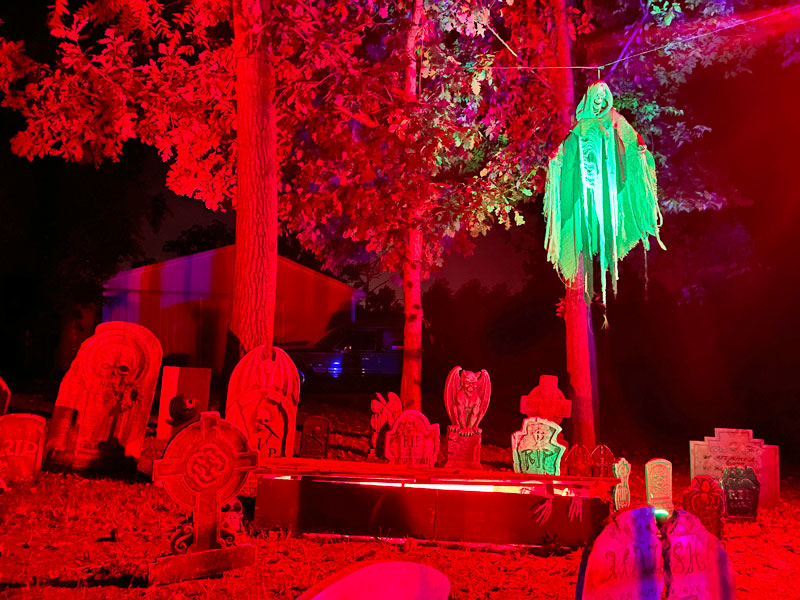 Halloween house ghost in cemetery