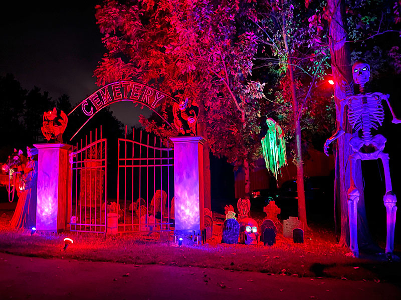 777 McCabe NE Lowell Halloween display Cemetery hunt