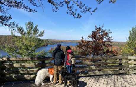 Hiking in Fall Au Sable River Michigan Huron National Forest Lumberman's Monument