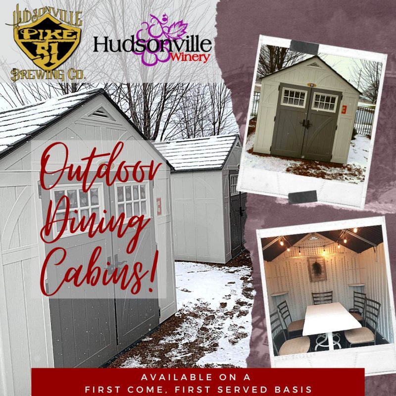 Hudsonville Pike 51 Brewing Co winter outdoor dining cabins 2021