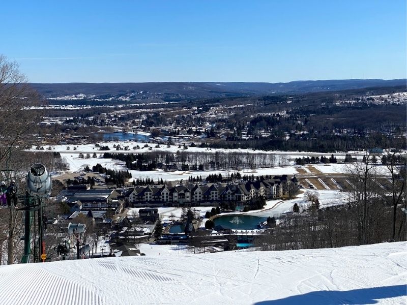 looking out over boyne mountain resort in michigan