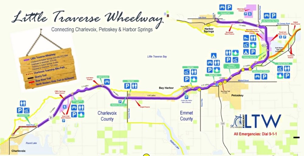 Little Traverse Wheelway Map Petoskey Michigan