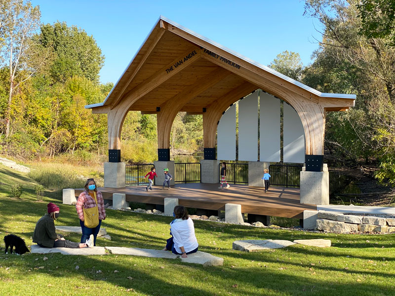 Legacy Park Amphitheater with kids playing VanderW