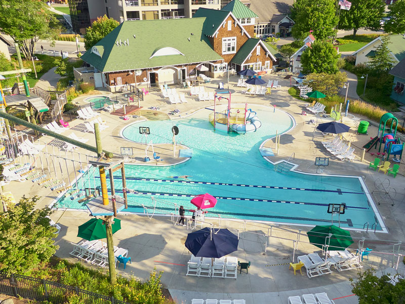 Cryatal Mountain summer pool overview