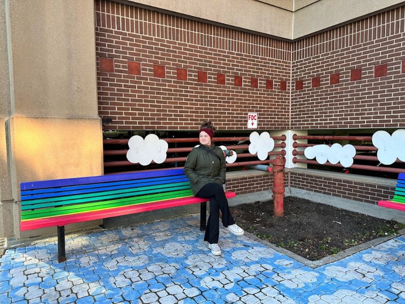 Family Fun Things to Do with Kids in Grand Rapids - Cloud Mural Bench