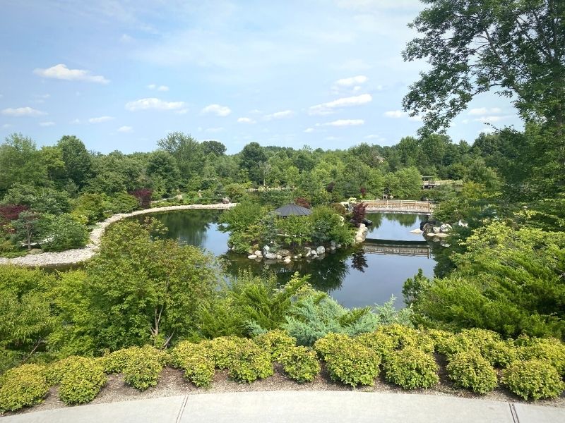 Island Gazebo and Arch Bridge, seen from the Viewing Hill