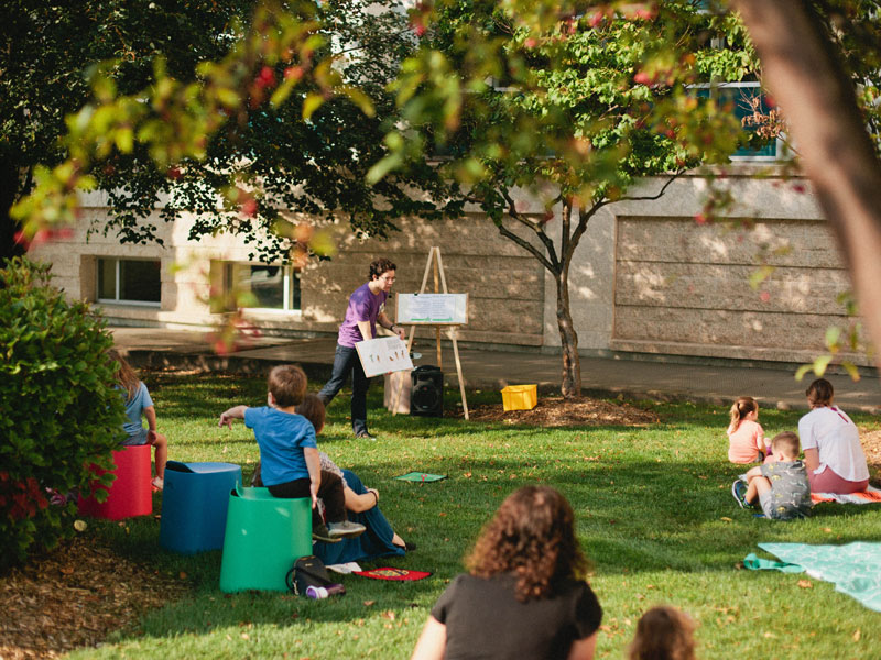 GRPL library outdoor storytime on lawn