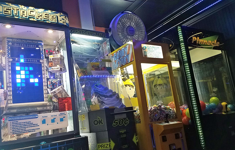 Pinball Land prize machines in a row