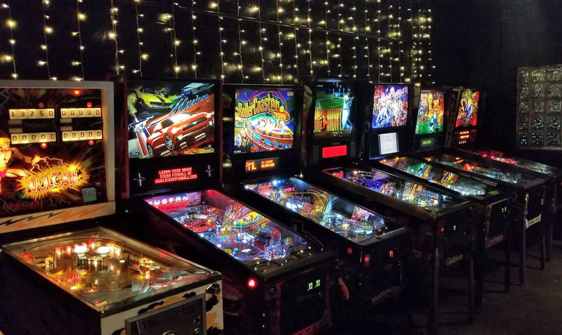 Pinball land machines in a row