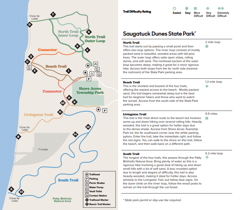 saugatuck dunes state park trail map