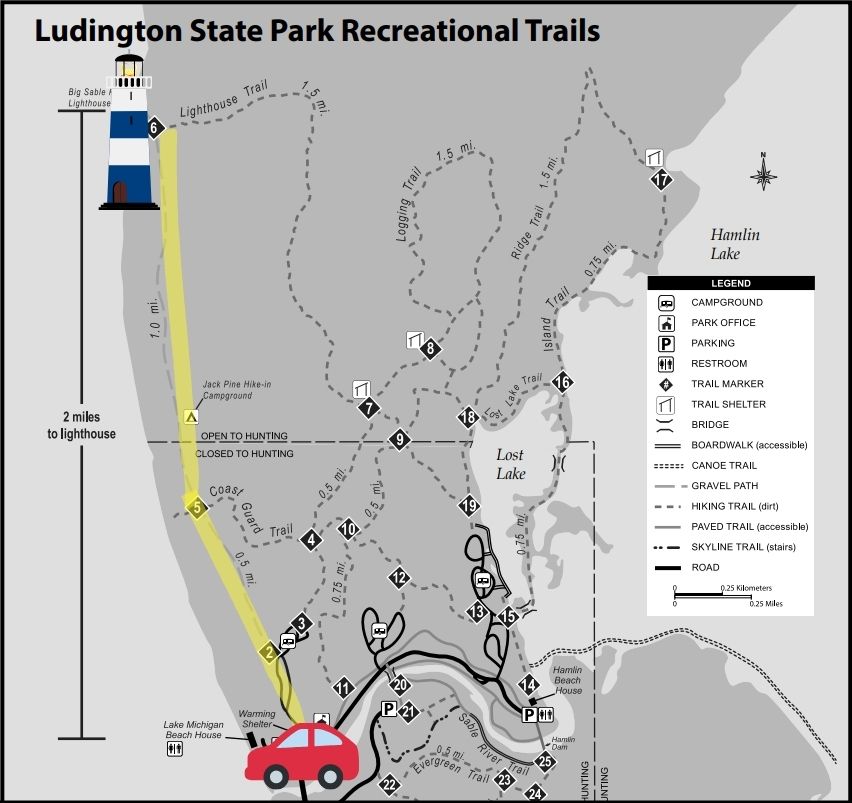 Lighthouse Hike Ludington State Park Trails Map