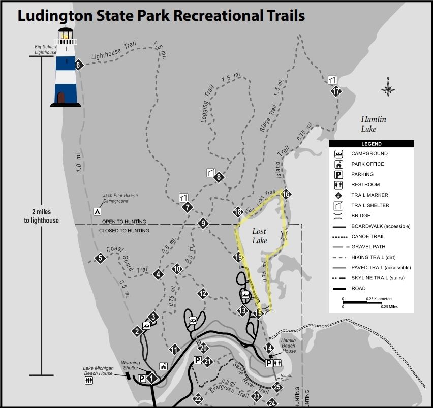 Lost Lake Island Trail Loop Ludington State Park Trails Map