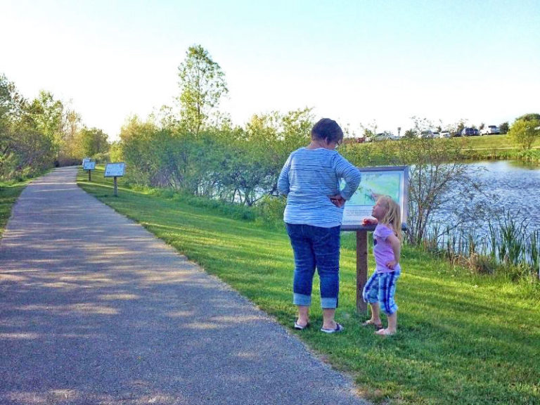 Whistlestop Park is a Byron Center Gem Storywalk Trail, Fishing Pond