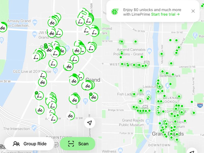 Downtown Grand Rapids - Electric scooters App Pics