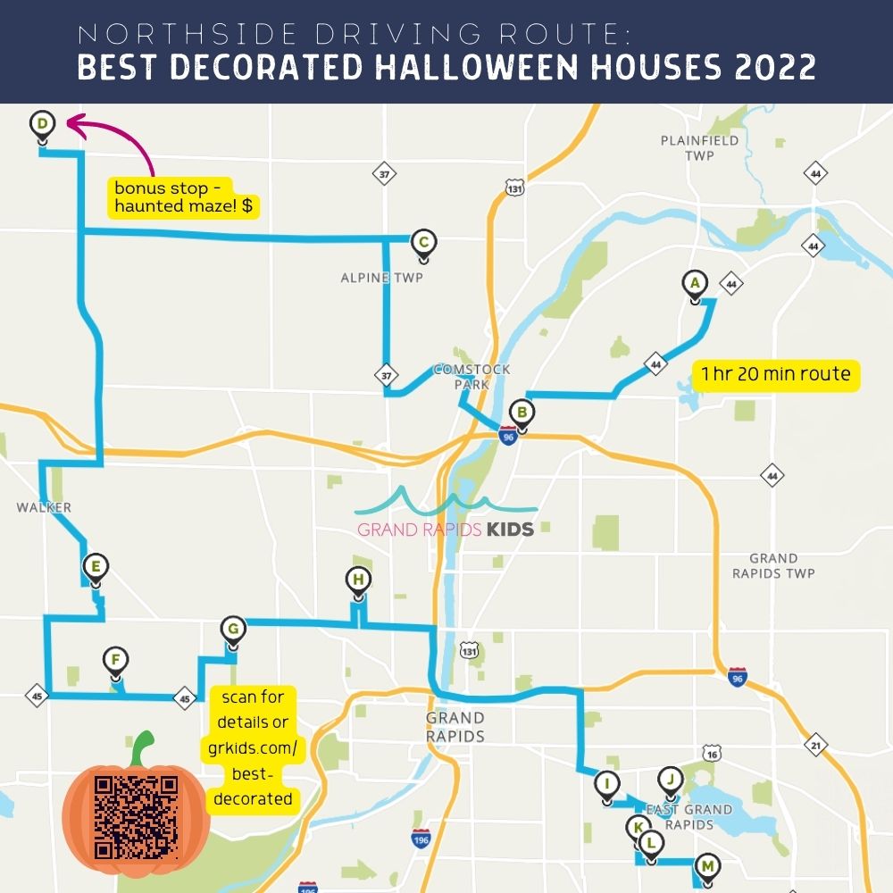 Driving Route Halloween houses north grand rapids