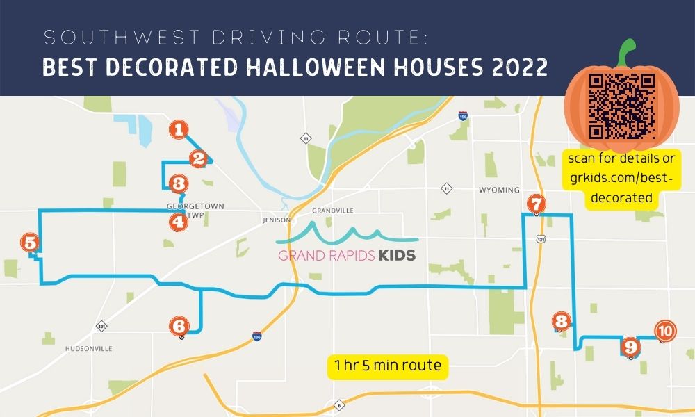 Halloween Houses Driving Route Southwest Grand Rapids (1000 × 600 px)