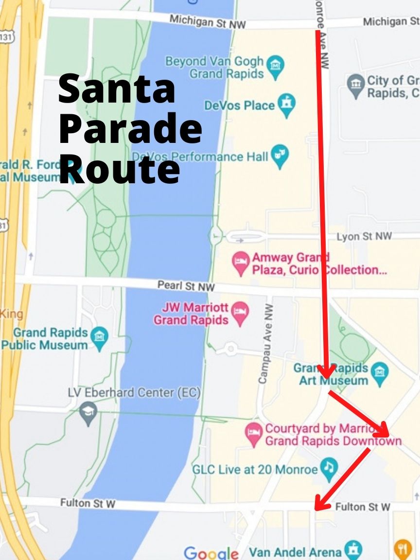 2022 Santa Parade Route Map