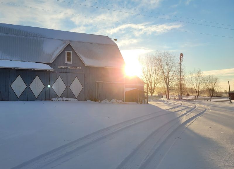 Grandpa Tinys Farm barn snow
