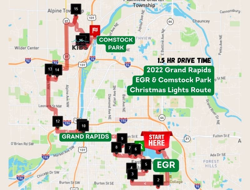 East Grand Rapids Christmas lights map