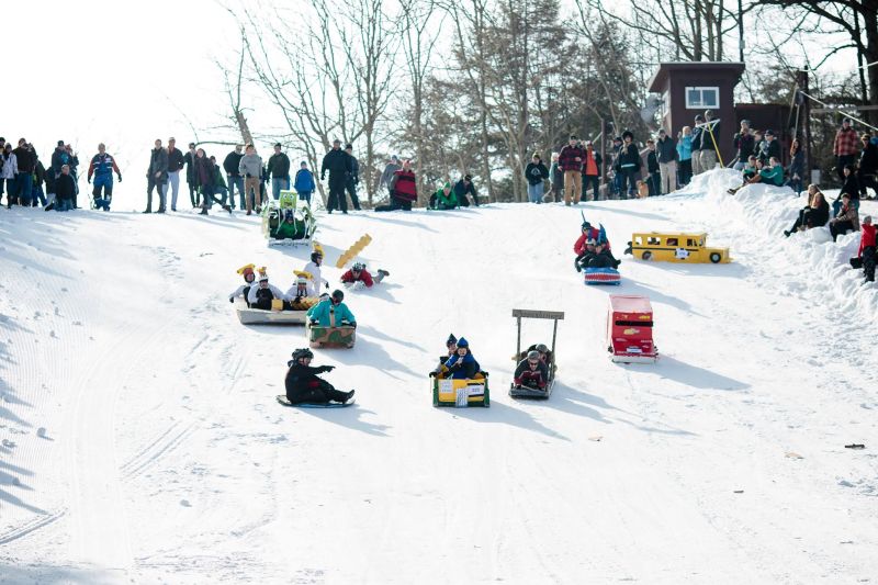 free winter activities: Grand Haven Winterfest cardboard sled race
