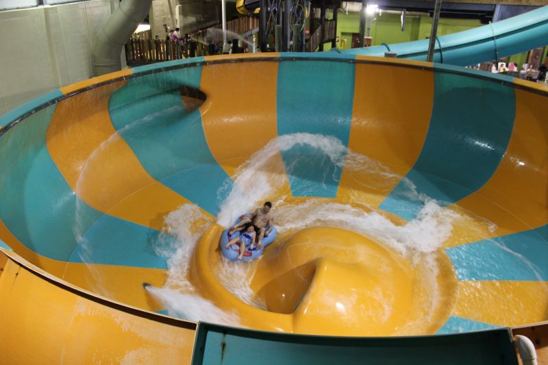 Double JJ Resort dad and girl on giant tube slide FB