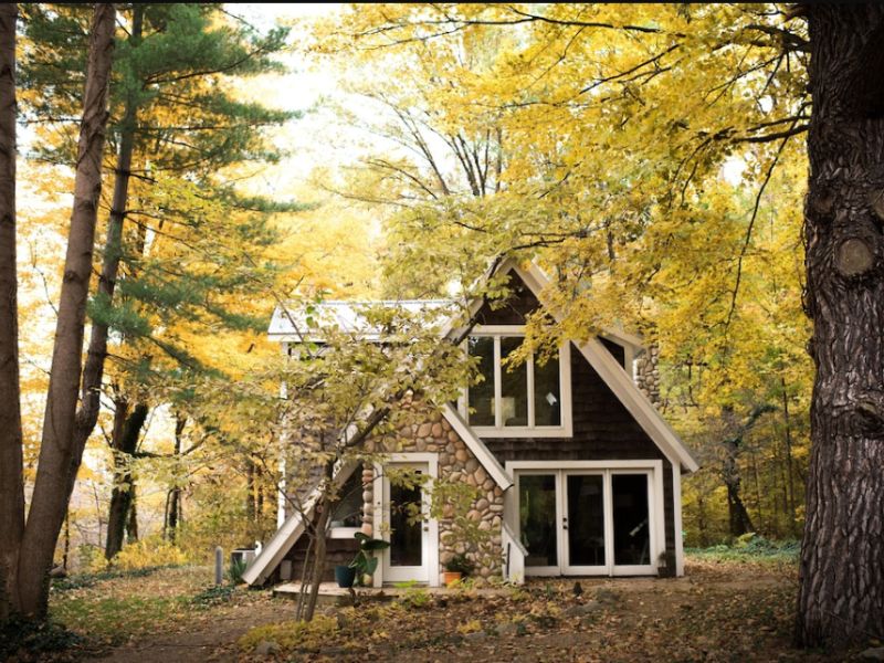 Cabin Rentals in Michigan: A-Frame made from Historic Roller Coaster MI VRbO